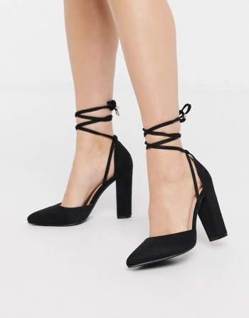 Glamorous Ankle Tie Heeled Crne - Ženske Cipele | 60758PNMS